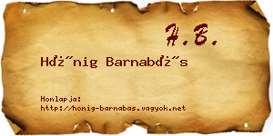 Hönig Barnabás névjegykártya